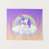 Hübsche Lila süße Träume Regenbogen Unicorn Wandteppich (Vorderseite (Horizontal))