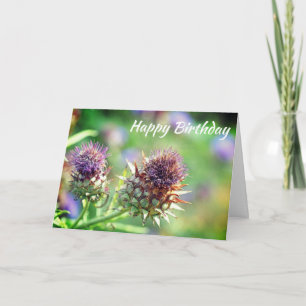 Hübsche Lila Thistle Garden Blume Geburtstag Karte