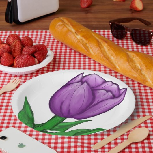 Hübsche Lila Tulip Porzellanplatten Pappteller (Picknick)