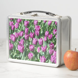 Hübsche lila Tulpen Blumen Metall Brotdose