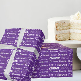 Hübsche Lila Typografie-Collage Geburtstag Geschenkpapier