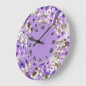 Hübsche lila u. weiße Blumenwand-Uhr Große Wanduhr (Winkel)