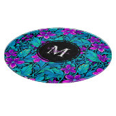 Hübsche Lila und Aquamarine Blaublume Personalisie Schneidebrett (Ecke)