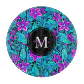 Hübsche Lila und Aquamarine Blaublume Personalisie Schneidebrett (Vorderseite)