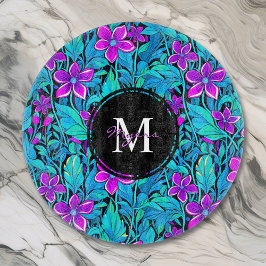 Hübsche Lila und Aquamarine Blaublume Personalisie Schneidebrett