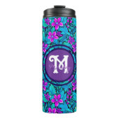 Hübsche Lila und Aquamarine Blaublume Personalisie Thermosbecher (Vorderseite)