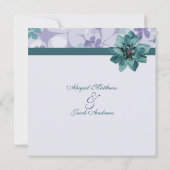 Hübsche Lila und Aquamarine Blue Blume Verlobung E Einladung (Rückseite)
