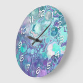 Hübsche Lila und blaue Abstrakte Imitate Marmor Große Wanduhr (Winkel)