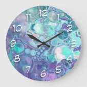 Hübsche Lila und blaue Abstrakte Imitate Marmor Große Wanduhr (Vorderseite)