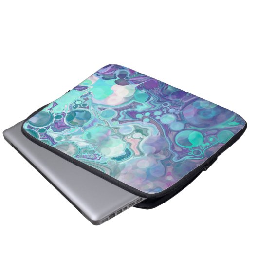 Hübsche Lila und blaue Abstrakte Imitate Marmor Laptopschutzhülle (Vorne Knopf)