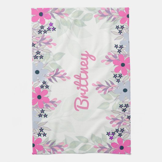 Hübsche Lila und blaue Blumen Handtuch (Vertikal)