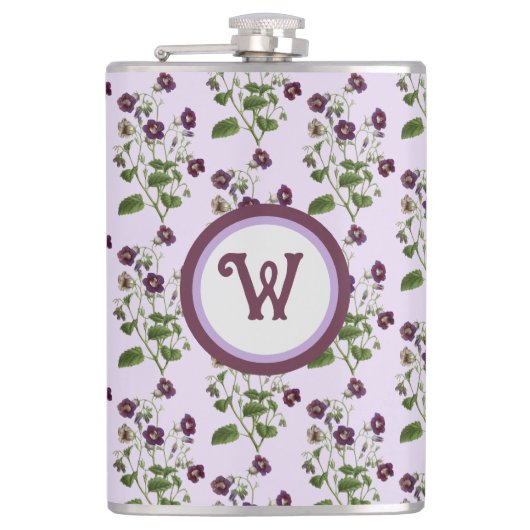 Hübsche lila und blumenreiche Reben mit Flachmann (Vorderseite)