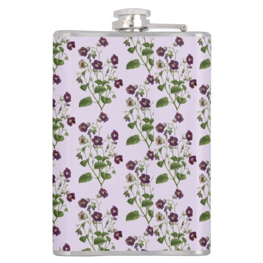 Hübsche lila und blumenreiche Reben mit Flachmann (Rückseite)