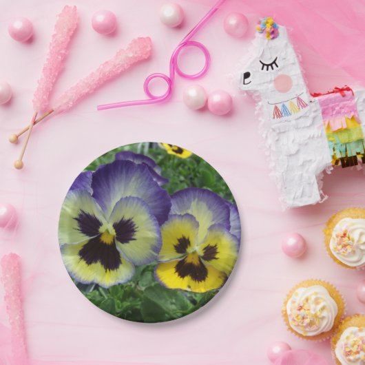 Hübsche, Lila und gelbe Stiefmütterchen, maßgeschn Pappteller (Party)