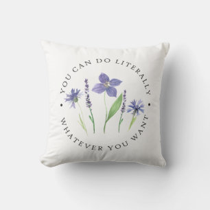 Hübsche lila und lavendelfarbene Aquarell-Wildblum Kissen