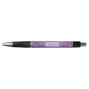 Hübsche Lila und Lilac Floral Monogramm Kugelschreiber