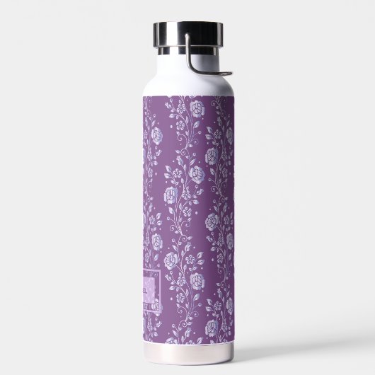 Hübsche Lila und Lilac Floral Personalisiert Trinkflasche (Links)