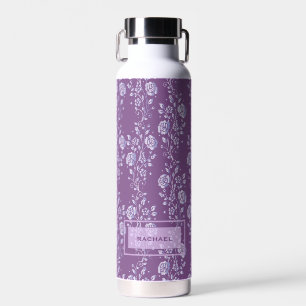 Hübsche Lila und Lilac Floral Personalisiert Trinkflasche