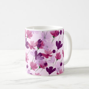 Hübsche Lila und Mauve Pink Frühling Wildblume  Kaffeetasse