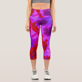 Hübsche Lila und Red Garden Phlox Blume Capri Leggings