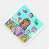 Hübsche Lila und rosa ethnische Meerjungfrau Gebur Serviette (Ecke)