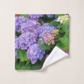 Hübsche lila und rosa Hydrangea-Blumen Badhandtuch Set (Waschlappen)