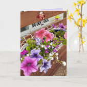 Hübsche Lila und rosa Petunias und Märchengarten Karte (Gelbe Blume)