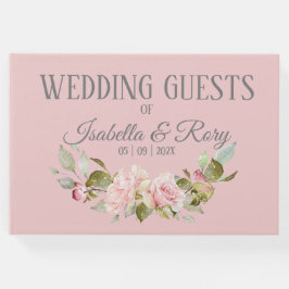 Hübsche, Lila und rosa Rosenhochzeit Gästebuch