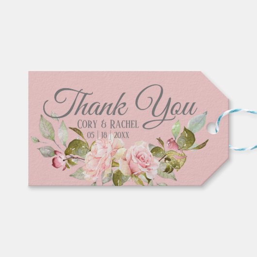 Hübsche, Lila und rosa Rosenhochzeit Geschenkanhänger (Vorderseite (Horizontal))