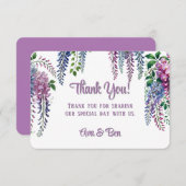 Hübsche Lila und rosa Wisteria Wedding Dankeskarte (Vorne/Hinten)
