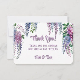 Hübsche Lila und rosa Wisteria Wedding Dankeskarte