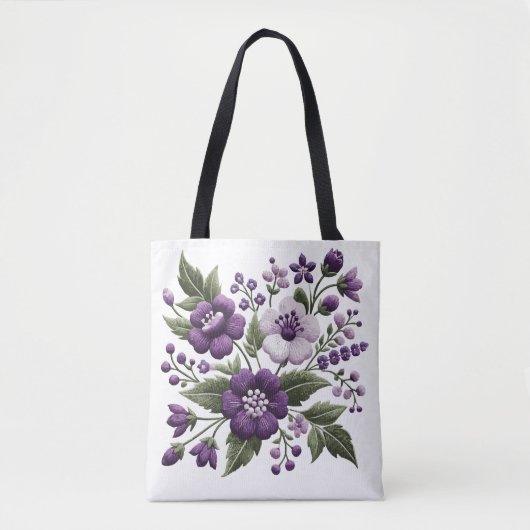 Hübsche Lila und weiße Blume Tasche (Vorderseite)