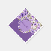Hübsche Lila und weiße Flora Napkins 3 Serviette (Ecke)