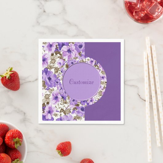 Hübsche Lila und weiße Napkins 4 Serviette (Beispiel)