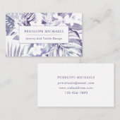 Hübsche Lila und White Palm Blätter Visitenkarte (Vorne/Hinten)