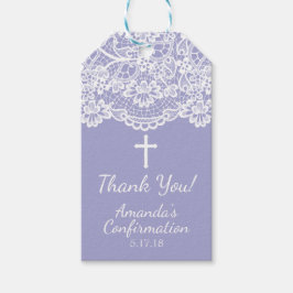 Hübsche Lila Vintage Spitzenbestätigung Geschenkanhänger