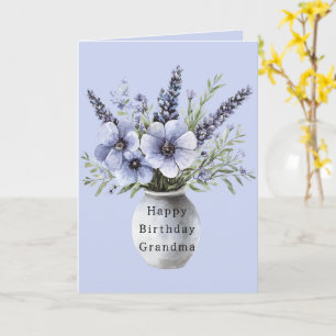 Hübsche lila violette Blumen Vasen Geburtstag Karte