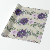 Hübsche lila Wasserfarben-Blumen Geschenkpapier (Ungerollt)