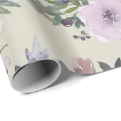 Hübsche lila Wasserfarben-Blumen Geschenkpapier (Rolleneckpunkt)