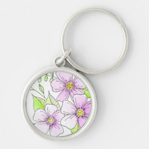 Hübsche lila Wasserfarben-Blumen Schlüsselanhänger