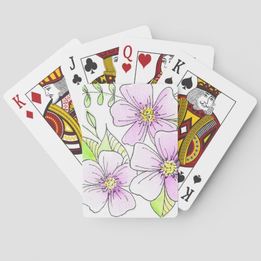 Hübsche lila Wasserfarben-Blumen Spielkarten (Rückseite)