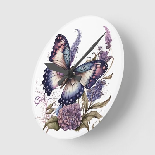 HÜBSCHE LILA WASSERFELDER UND BLUME RUNDE WANDUHR (Winkel)