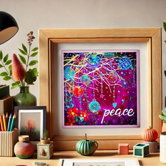 Hübsche Lila Weihnachtsschmuck Frieden Poster