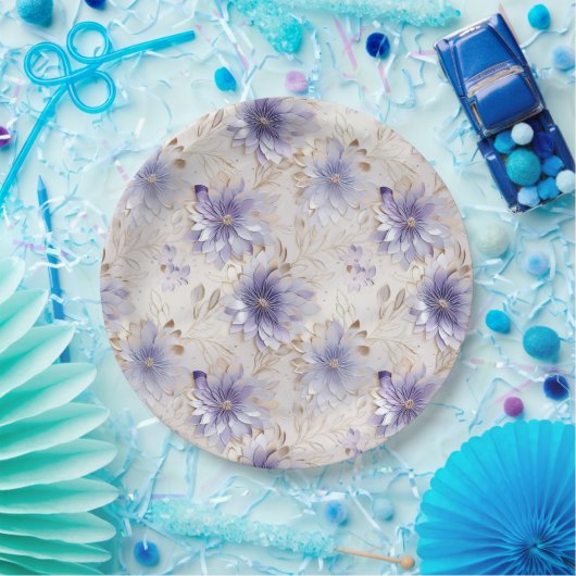 Hübsche Lila weiße Blume Pappteller (Party)