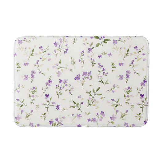 Hübsche lila weiße Blumen Badematte (Vorderseite)