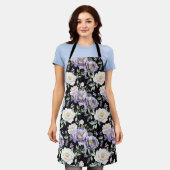 Hübsche lila weiße Blumen Schürze (Getragen)