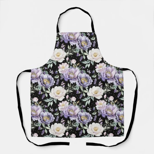 Hübsche lila weiße Blumen Schürze (Vorderseite)