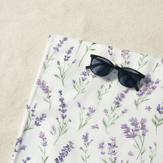 Hübsche lila weiße Blumen Strandtuch (Beispiel)