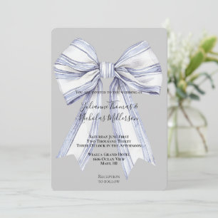 Hübsche Lila White Bow Gray Wedding Einladung