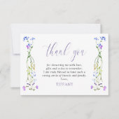 Hübsche Lila Wildblume Delikatessen Dankeskarte (Vorderseite)